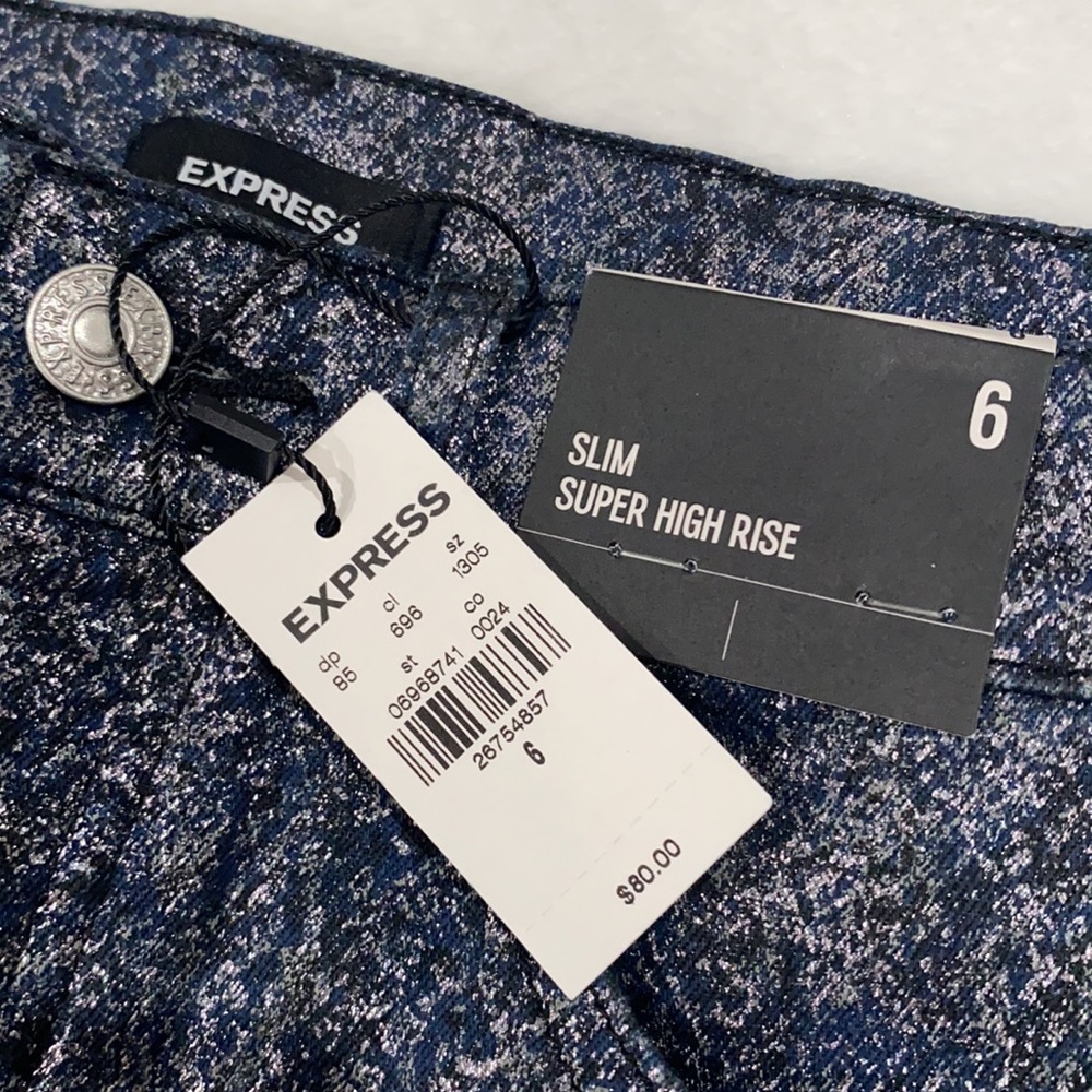 EXPRESS Slim Super Hight Rise Jeans Metallic Size 6 - Picture 8 of 8
